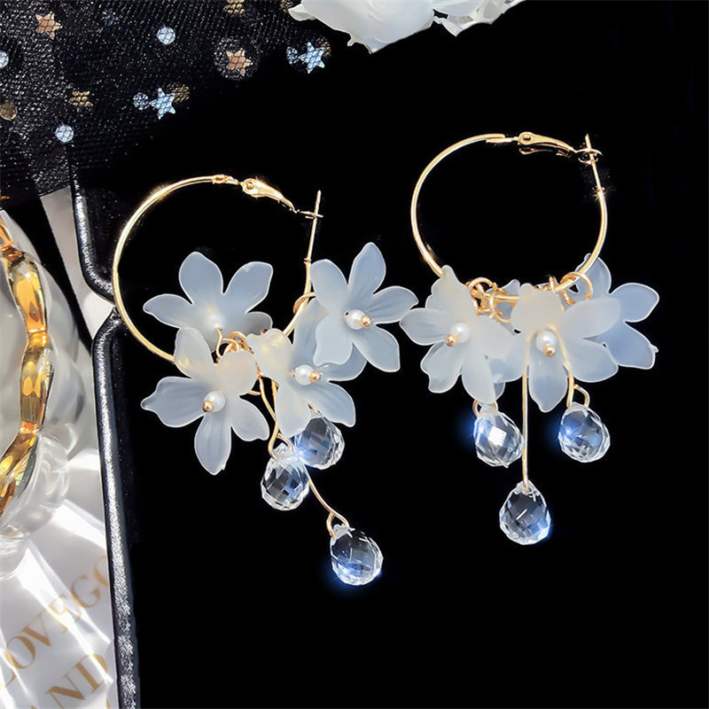 Women Accessories Dropshipping - Pendientes de gota de flor blanca